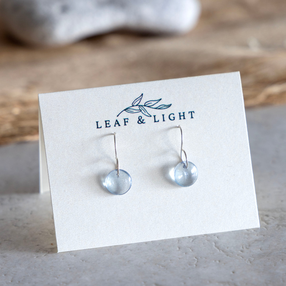 BLUE LUSTER TINY CIRCLE GLASS EARRINGS | STERLING SILVER