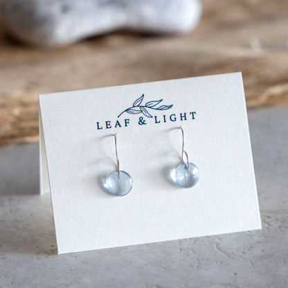 BLUE LUSTER TINY CIRCLE GLASS EARRINGS | STERLING SILVER