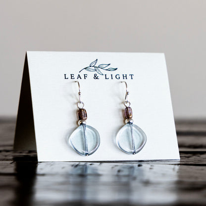 LUMINOUS BLUE AND BROWN CLASSIC DROP EARRINGS | SILVER PLATED