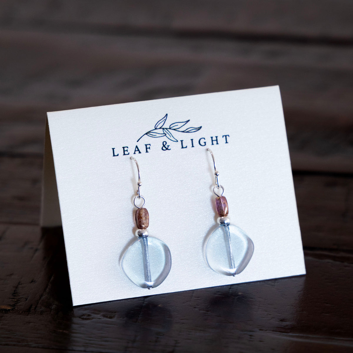 LUMINOUS BLUE AND BROWN CLASSIC DROP EARRINGS | SILVER PLATED