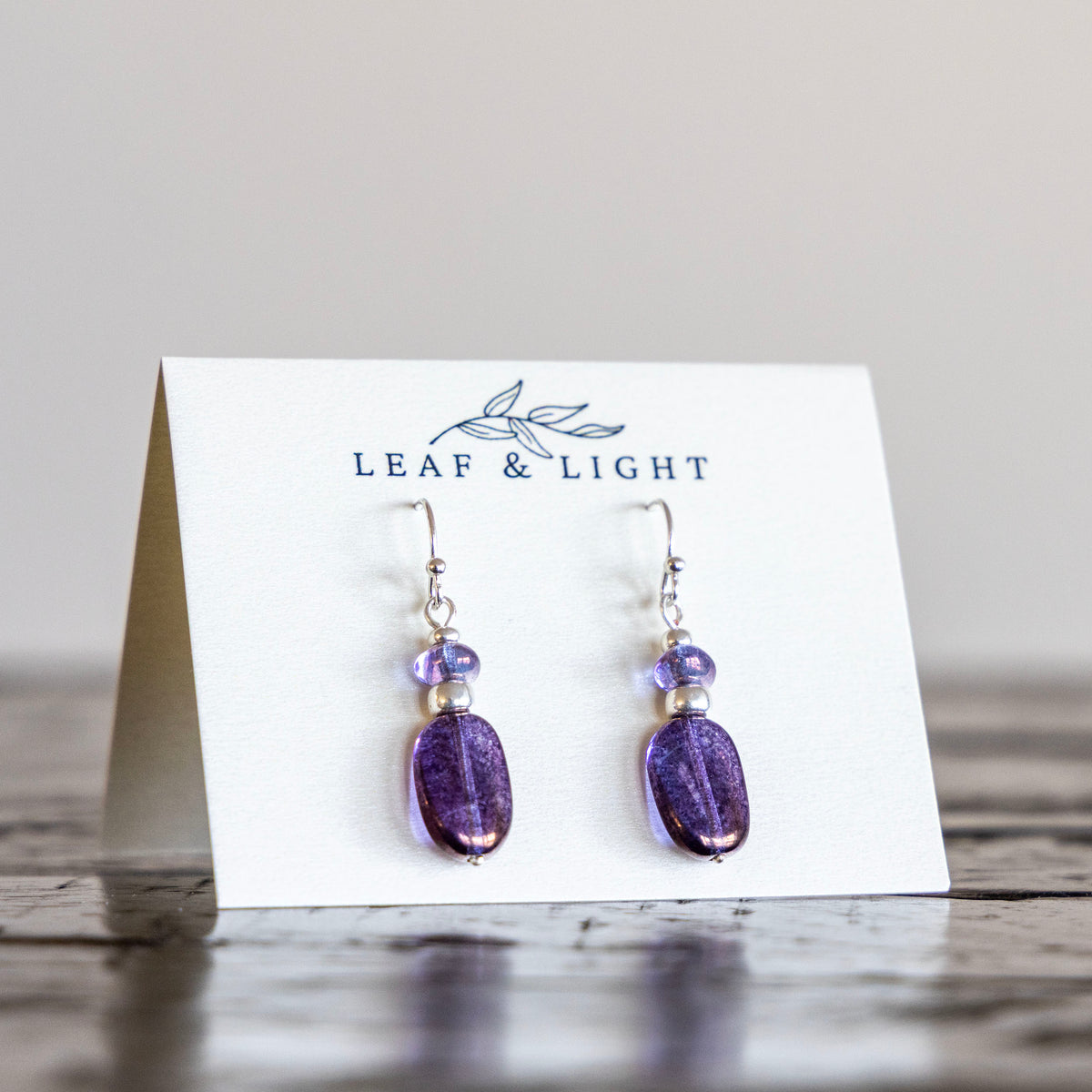 LUMINOUS PURPLE CLASSIC RECTANGLE EARRINGS | SILVER PLATED