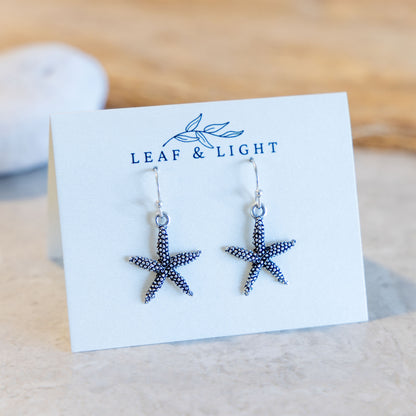 STARFISH COASTAL CHARM EARRINGS | SILVER PLATED