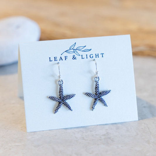 STARFISH COASTAL CHARM EARRINGS | SILVER PLATED