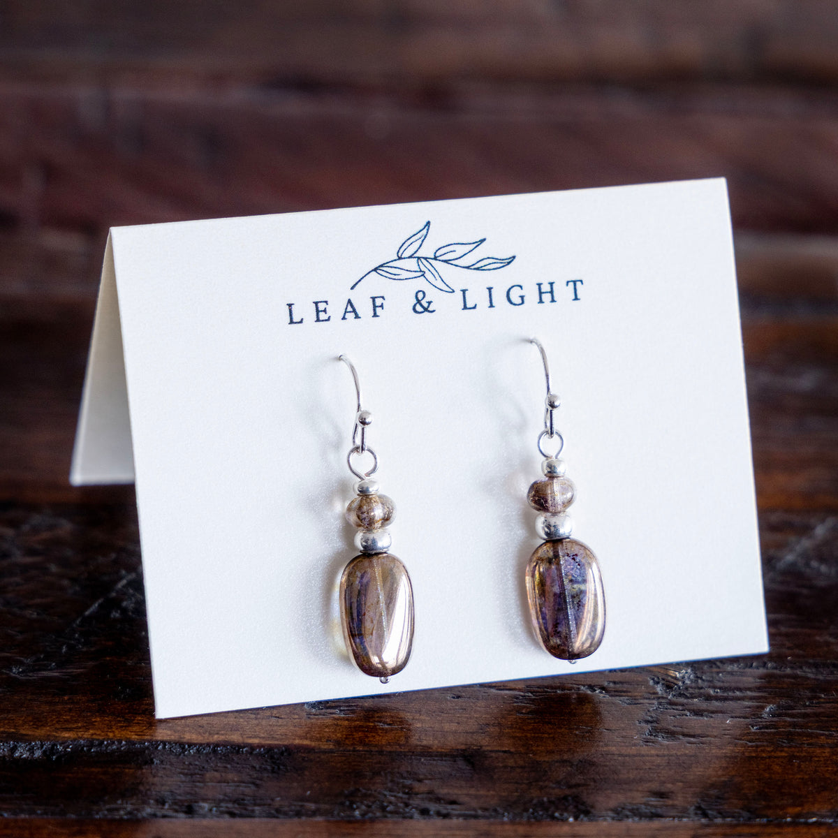 LUMINOUS BROWN CLASSIC RECTANGLE EARRINGS | SILVER PLATED