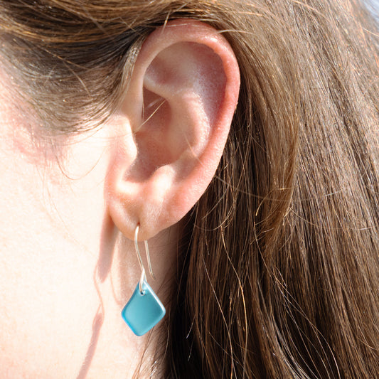 TURQUOISE COASTAL GLASS DROP EARRINGS | STERLING SILVER