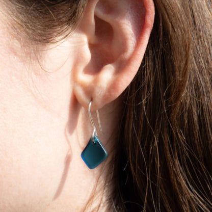 TEAL COASTAL GLASS DROP EARRINGS | STERLING SILVER