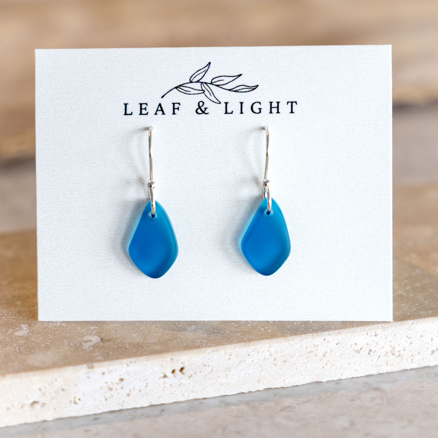 TEAL COASTAL GLASS DROP EARRINGS | SILVER PLATED