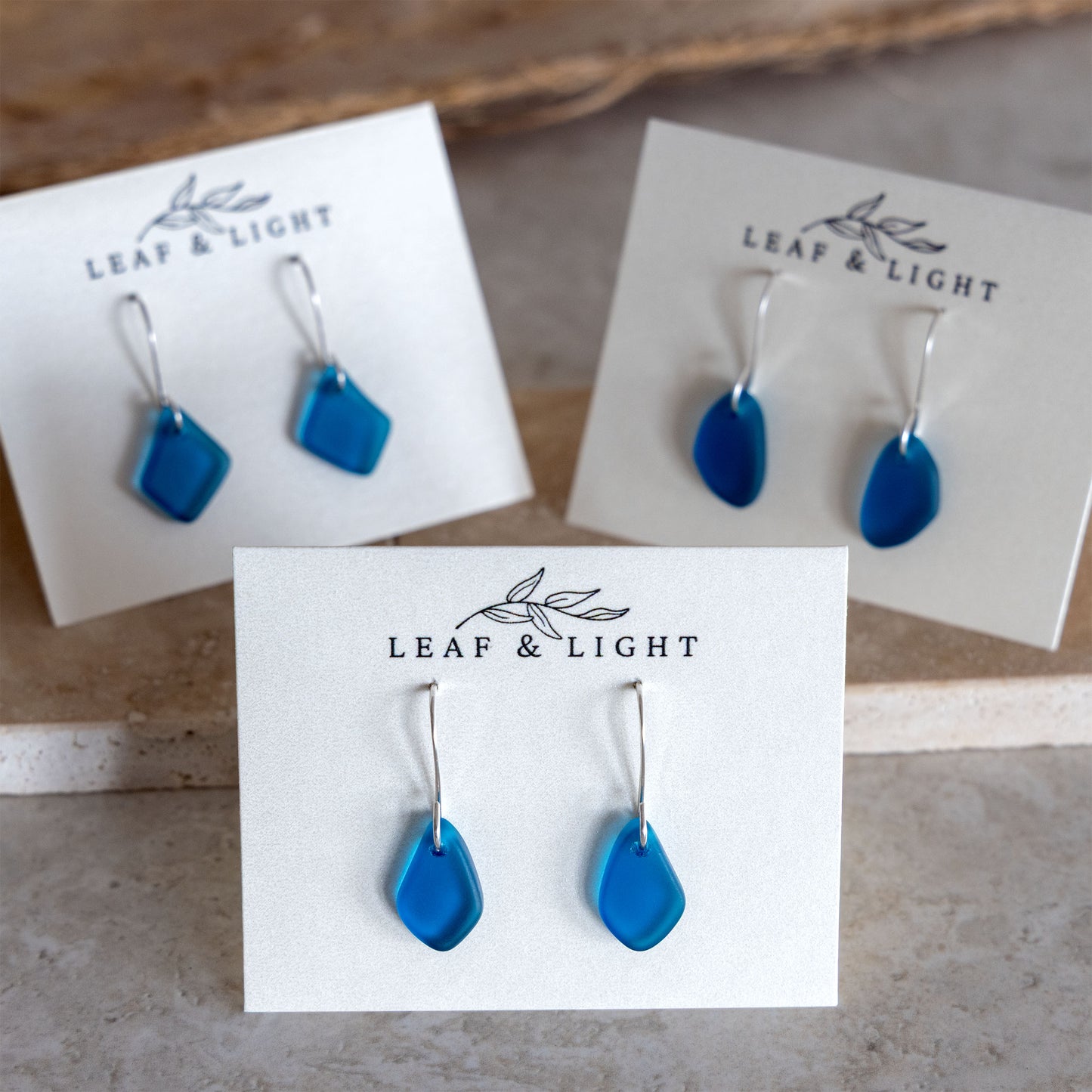 TEAL COASTAL GLASS DROP EARRINGS | STERLING SILVER