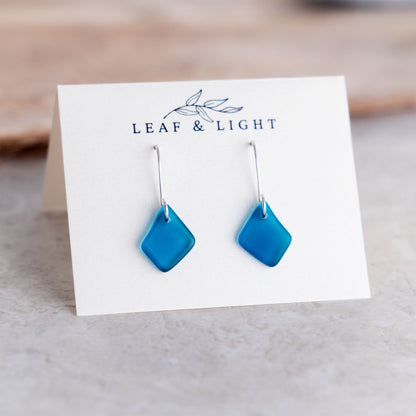 TEAL COASTAL GLASS DROP EARRINGS | STERLING SILVER