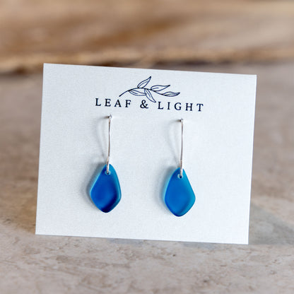 TEAL COASTAL GLASS DROP EARRINGS | STERLING SILVER