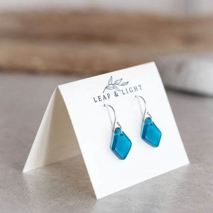 TEAL COASTAL GLASS DROP EARRINGS | STERLING SILVER