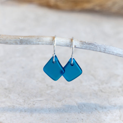 TEAL COASTAL GLASS DROP EARRINGS | STERLING SILVER