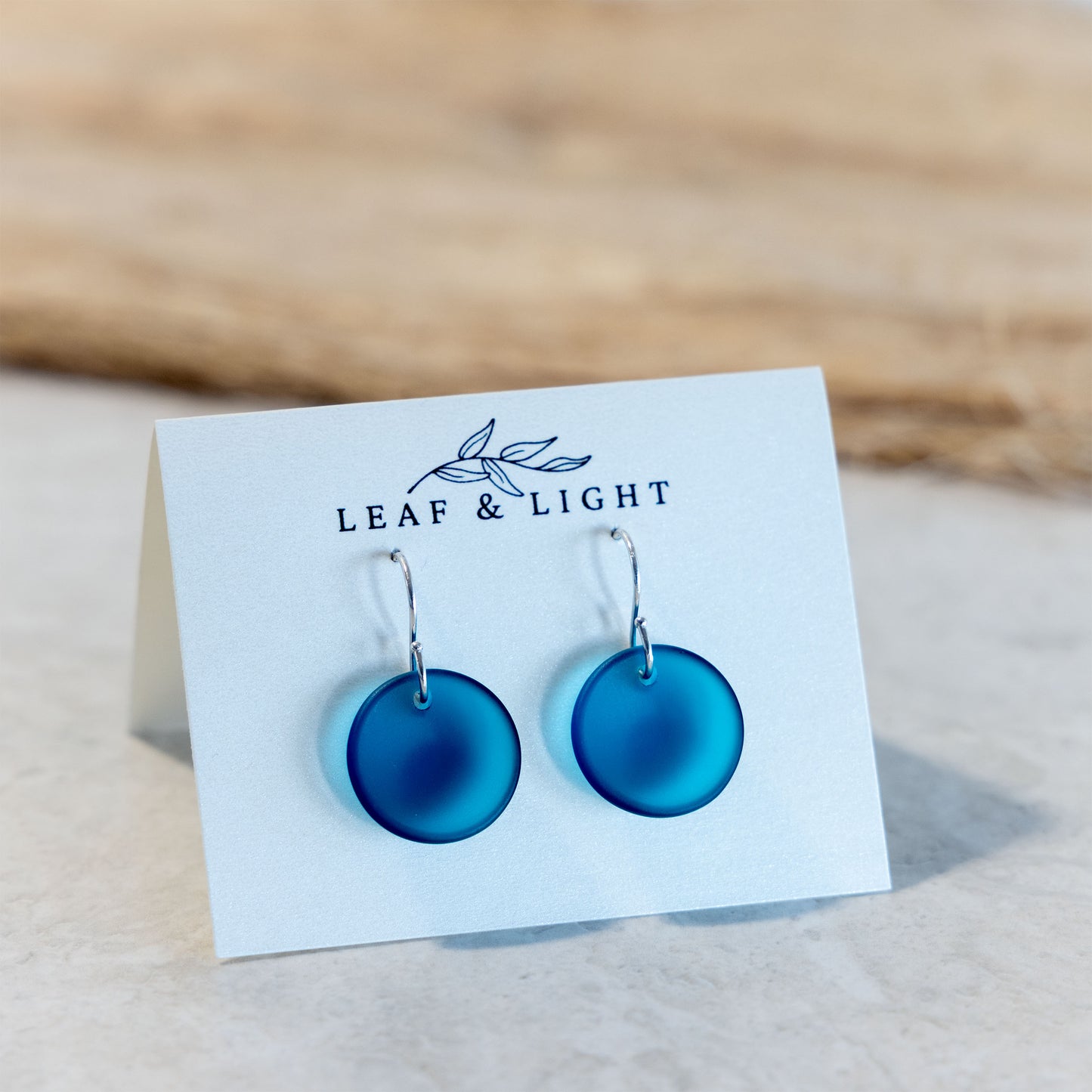 TEAL CIRCLE COASTAL GLASS EARRINGS | STERLING SILVER