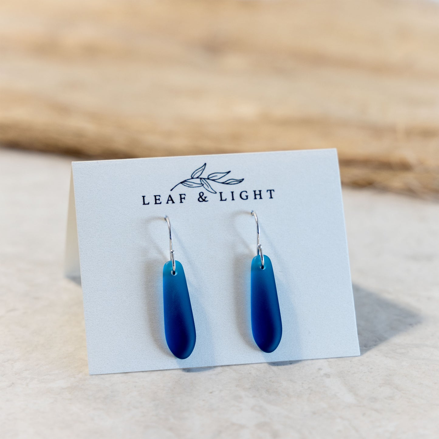 TEAL TEARDROP COASTAL GLASS EARRINGS | STERLING SILVER