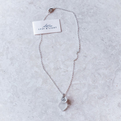 TINY STARFISH AND GLASS CHARM NECKLACE | SILVER PLATED