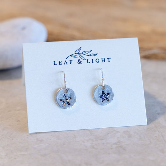TINY STARFISH COASTAL CHARM EARRINGS | SILVER PLATED