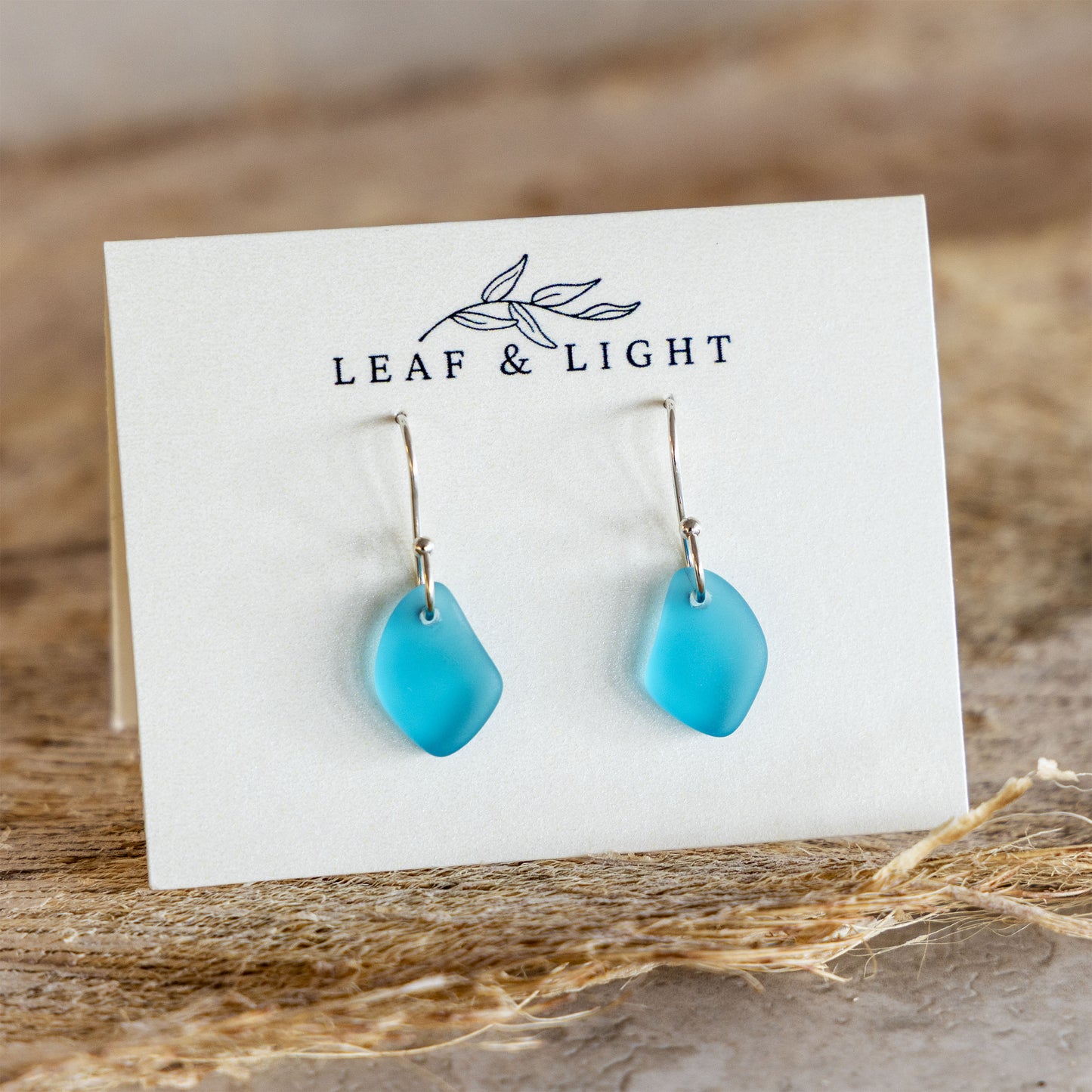 TURQUOISE COASTAL GLASS DROP EARRINGS | SILVER PLATED