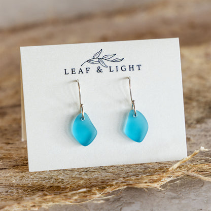 TURQUOISE COASTAL GLASS DROP EARRINGS | SILVER PLATED