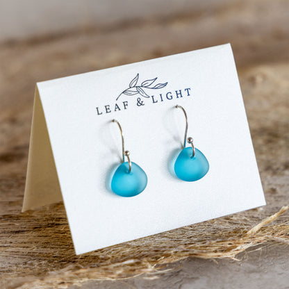 TURQUOISE COASTAL GLASS DROP EARRINGS | SILVER PLATED