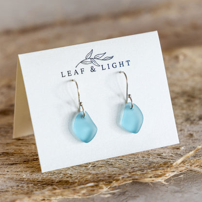 TURQUOISE COASTAL GLASS DROP EARRINGS | SILVER PLATED