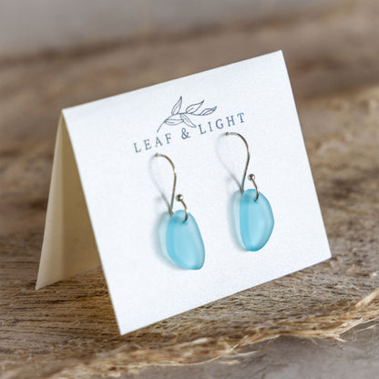 TURQUOISE COASTAL GLASS DROP EARRINGS | SILVER PLATED