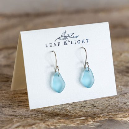 TURQUOISE COASTAL GLASS DROP EARRINGS | SILVER PLATED
