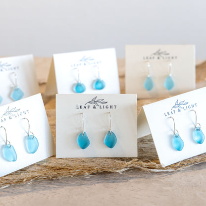 TURQUOISE COASTAL GLASS DROP EARRINGS | STERLING SILVER