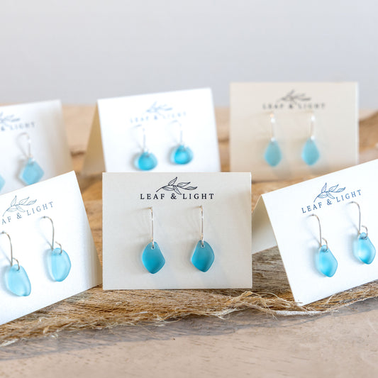 TURQUOISE COASTAL GLASS DROP EARRINGS | STERLING SILVER