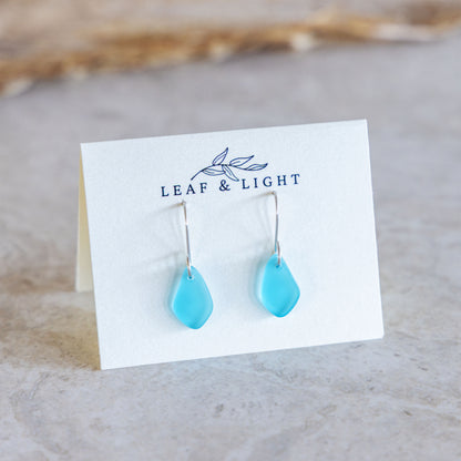 TURQUOISE COASTAL GLASS DROP EARRINGS | STERLING SILVER