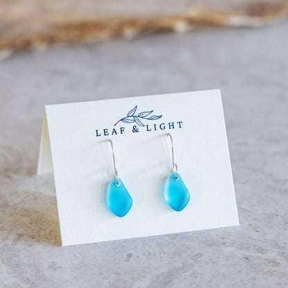 TURQUOISE COASTAL GLASS DROP EARRINGS | STERLING SILVER