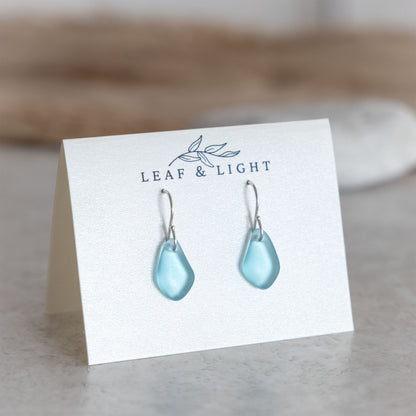 TURQUOISE COASTAL GLASS DROP EARRINGS | STERLING SILVER
