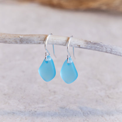 TURQUOISE COASTAL GLASS DROP EARRINGS | STERLING SILVER