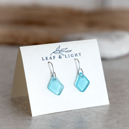 TURQUOISE COASTAL GLASS DROP EARRINGS | STERLING SILVER