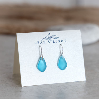 TURQUOISE COASTAL GLASS DROP EARRINGS | STERLING SILVER