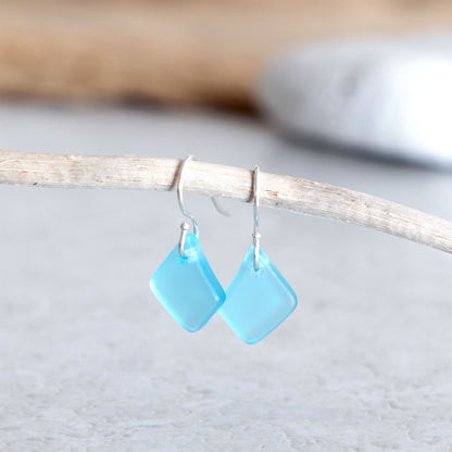 TURQUOISE COASTAL GLASS DROP EARRINGS | STERLING SILVER