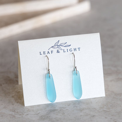 COASTAL GLASS SILVER PLATED EARRINGS - TURQUOISE TEARDROP