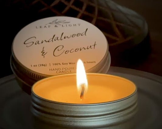 SANDALWOOD AND COCONUT | MINI COCONUT SCENTED CANDLE (1 oz)